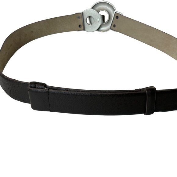 Chicos Vintage Leather Belt Chunky SilverTone Metal Buckle Adjustable Up to 48” - Picture 5 of 8